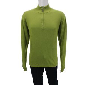 Robert Graham Mens Green Mock Neck Pullover Sweater Long Sleeve Size L